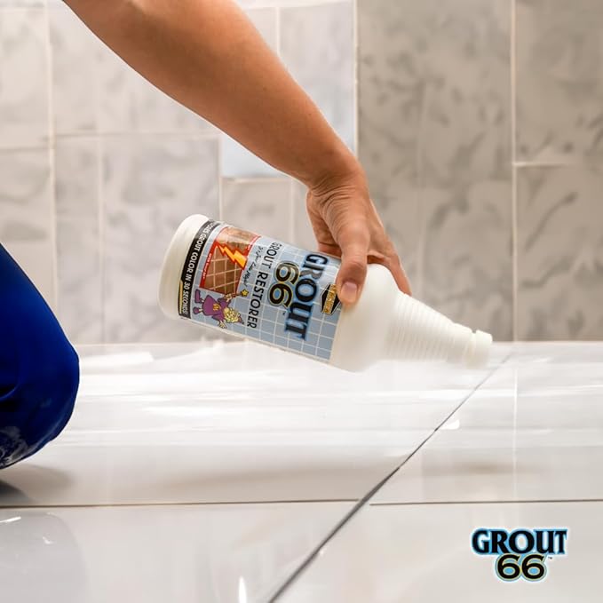 Grout66: Grout and Tile Cleaner with Low-Odor, Non-Fuming Formula Ideal for Heavy-Duty Cleaning, Quick Touch-Ups, and Tile Maintenance. This Three Quarts Kit ensures Effortless Cleaning.