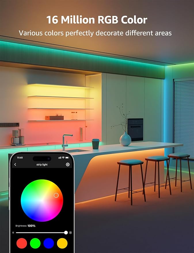 Lepro SE1 AI Smart LED Strip Lights - 16.4ft RGB Color Changing Light Strips with APP Control, AI Generated Lighting, Music Sync, 2.4GHz Wi-Fi & Bluetooth LED Lights for Home Decor (No Remote)