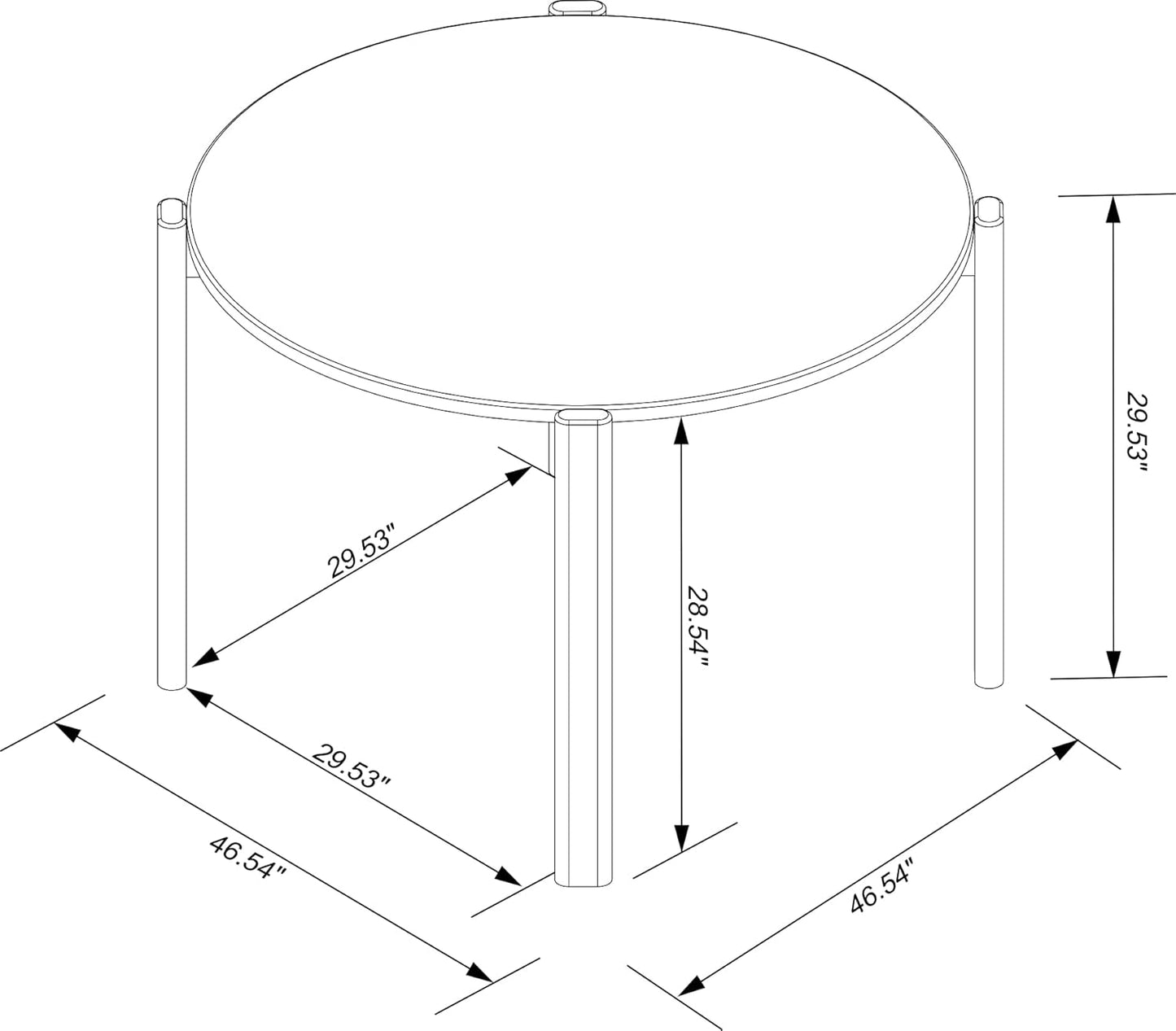 Manhattan Comfort Gales 46-Inch Mid Century Modern Round Dining Table for 2-4 Person, Minimalist Home Furniture with Solid Eucalyptus Wood Legs, Matte Black