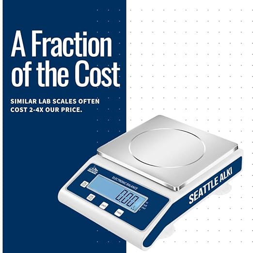 Seattle Alki Scientific Analytical Precision Scale 2000g x 0.01g, Grams, Pounds, Ounces, Carats, High Accuracy Digital Balance for Laboratory, Business, Jewelry, by Fristaden Lab