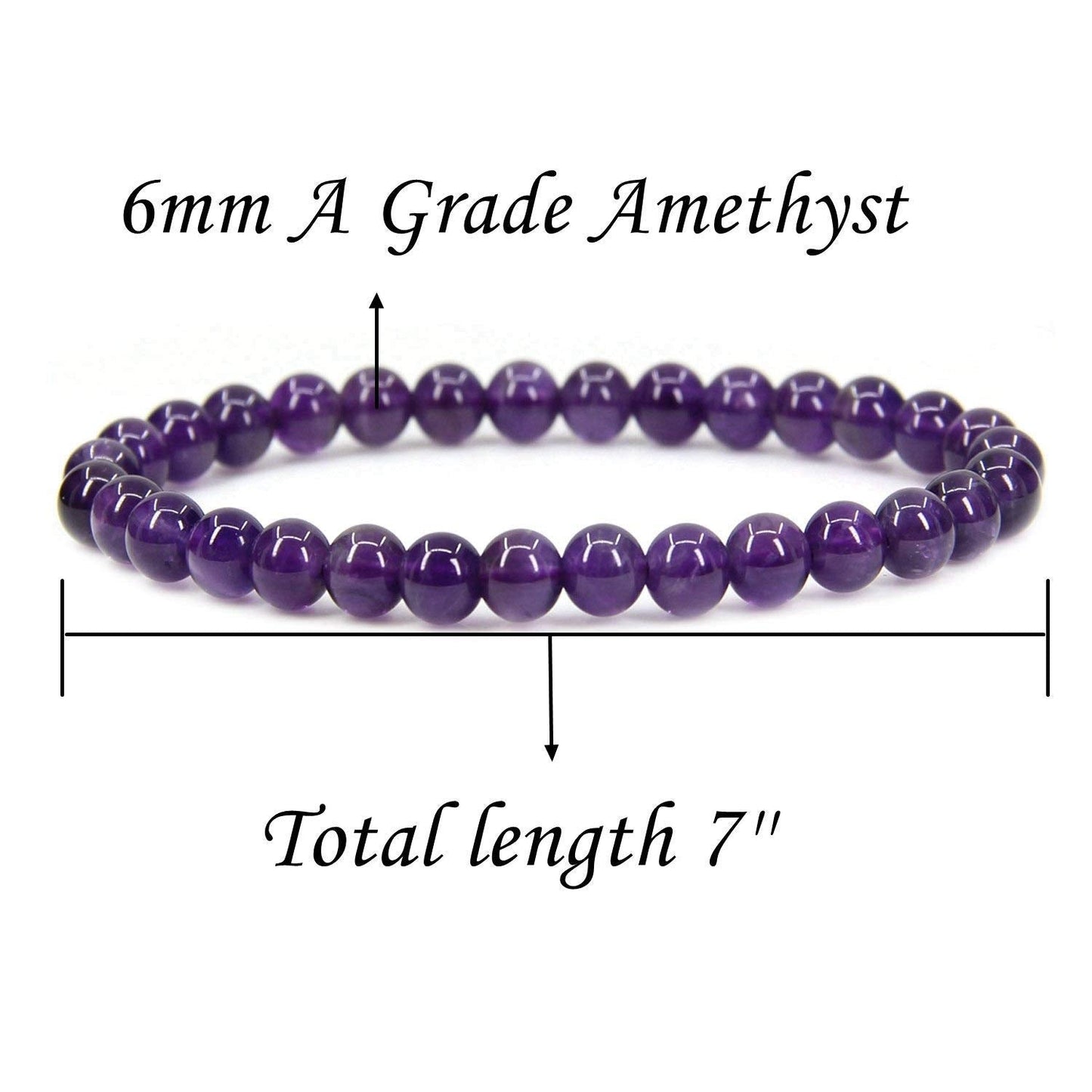 Angelstones Handmade Natural Amethyst Healing Gemstone 6mm Round Beads Stretch Crystal Bracelet 7 Inch Unisex