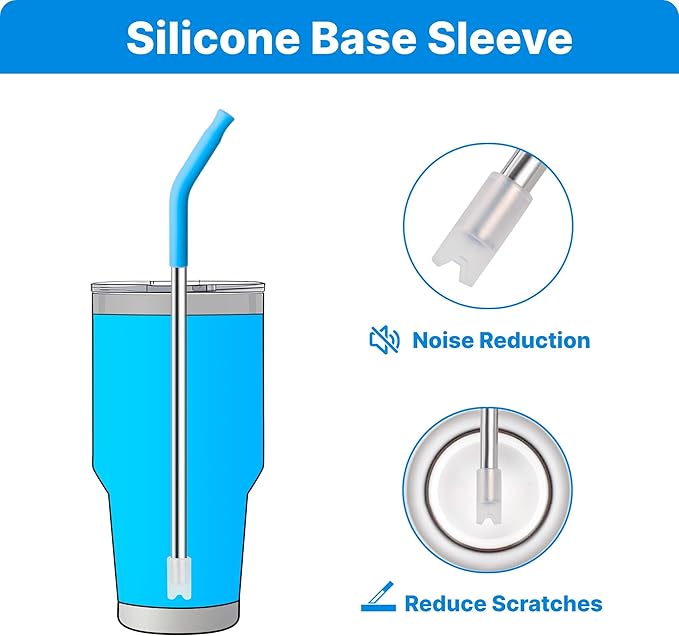Stainless Steel Straws for 30 oz YETI Tumbler, 4 Pcs Metal Straws Reusable with Silicone Tip for 30 oz 35 oz YETI Cup(Color 3)