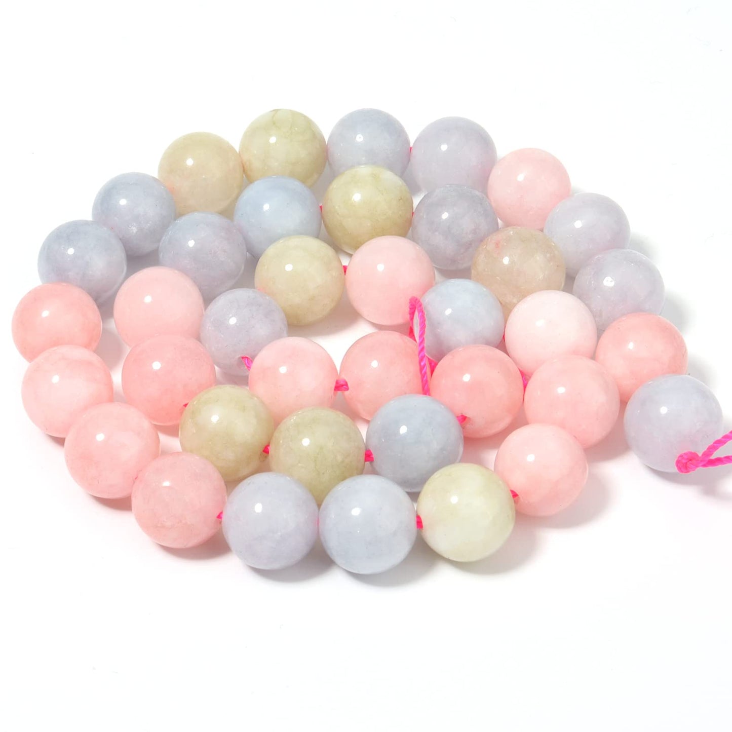 60pcs 6mm Natural Morganite Gemstone Beads Energy Healing Crystal Round Loose Stone Beads for Jewelry Making, DIY Bracelets Necklaces