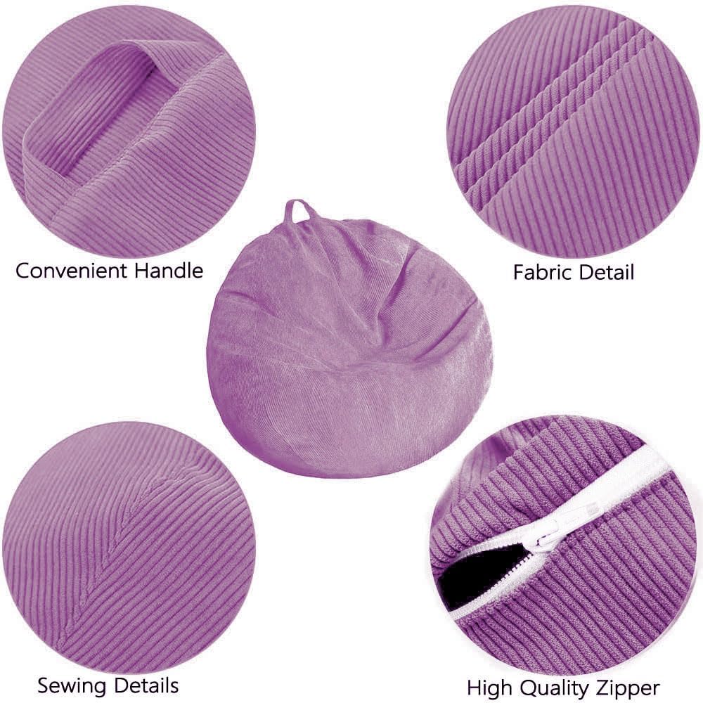 Stuffed Animal Storage Bean Bag Chair Cover - Washable Ultra Soft Corduroy Cover for Organizing Plush Toys or Textile, Sack Bean Bag for Adults, Teens