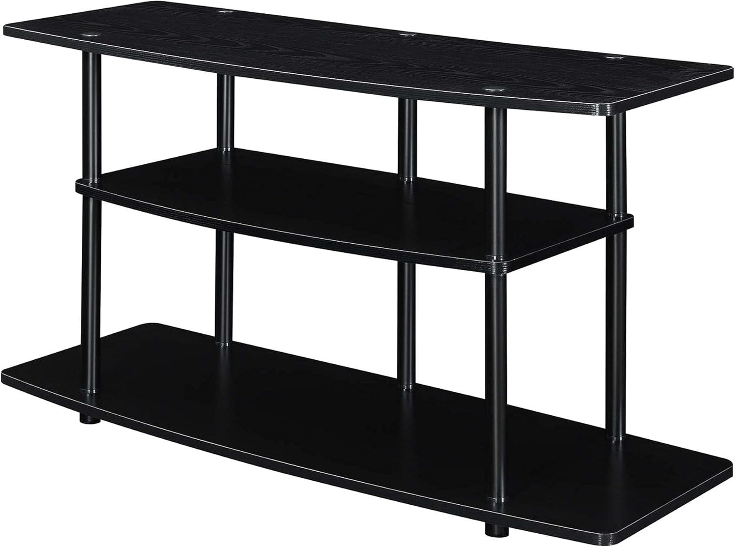 Convenience Concepts Designs2Go No Tools 3-Tier Wide TV Stand 42" - Entertainment Center for TVs up to 46 Inches, Modern TV Mount with Shelves for Living Room, Black/Black