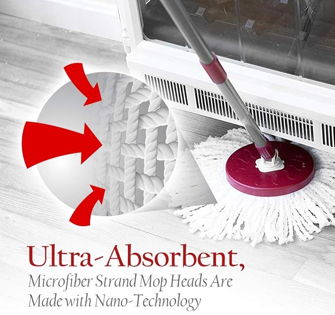 Ruby Red Spin Mop with 2 Extra Mop Heads