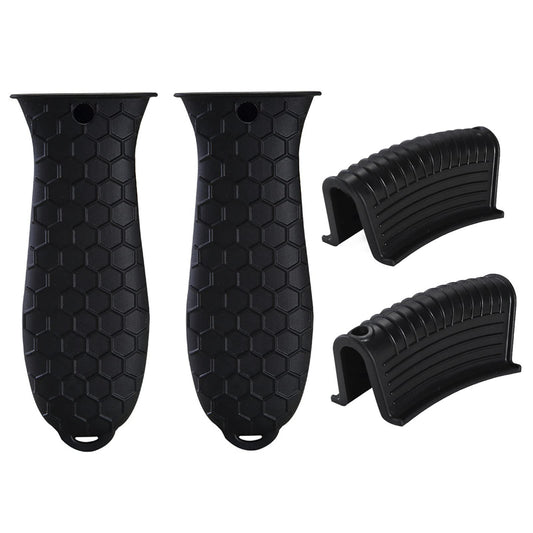 4 Pieces Silicone Hot Tool Holder Heat Resistant Potholder Cookware Handle Non Slip Rubber Pot Holders Handles Grip Covers for Cast Iron Skillet Silicone Cooking Kitchen Suits