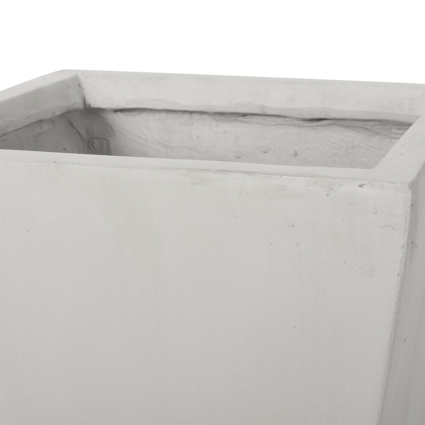 agnixnaf 13" Outdoor Modern Small Cast Stone Planter,Flower Plant Pot,White,for Planting and Potting Succulents,Terrariums,and Indoor House Plants