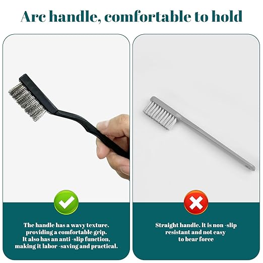 80 Pcs Mini Wire Brush Stainless Steel Brush Set, Curved Handle Masonry BrushWire Brush for Cleaning Welding Slag and Rust