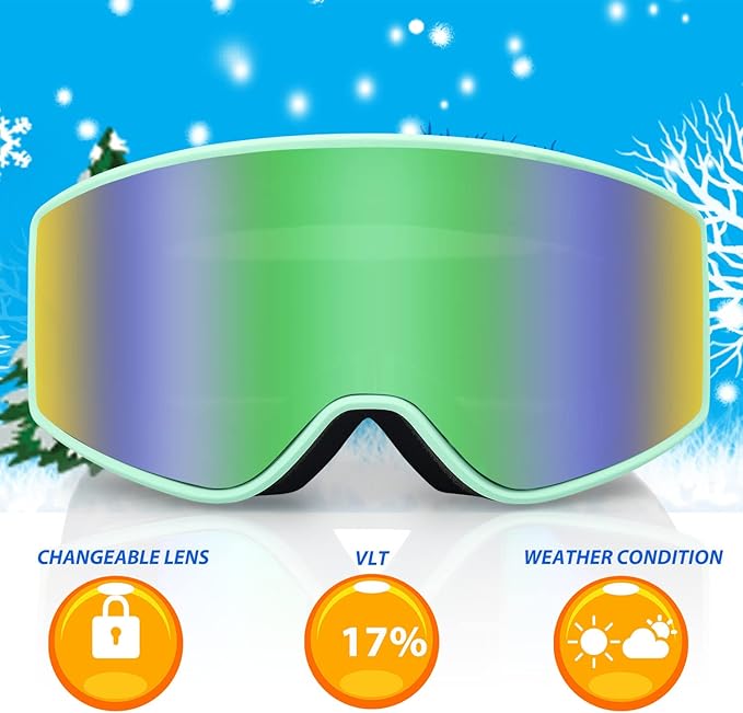 EXP VISION Ski/Snowboard Goggles Parent-child Snow Goggles Over Glasses for Men, Women Youth Kids