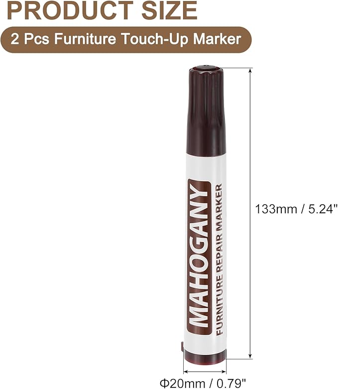 uxcell Furniture Repair Wood Markers, 2 Pcs Mahogany Touch Up Filler Sticks, Oil Based Paint Markers for Scratches, Wood Floors, Tables, Cabinet, Carpenters, Cover Ups