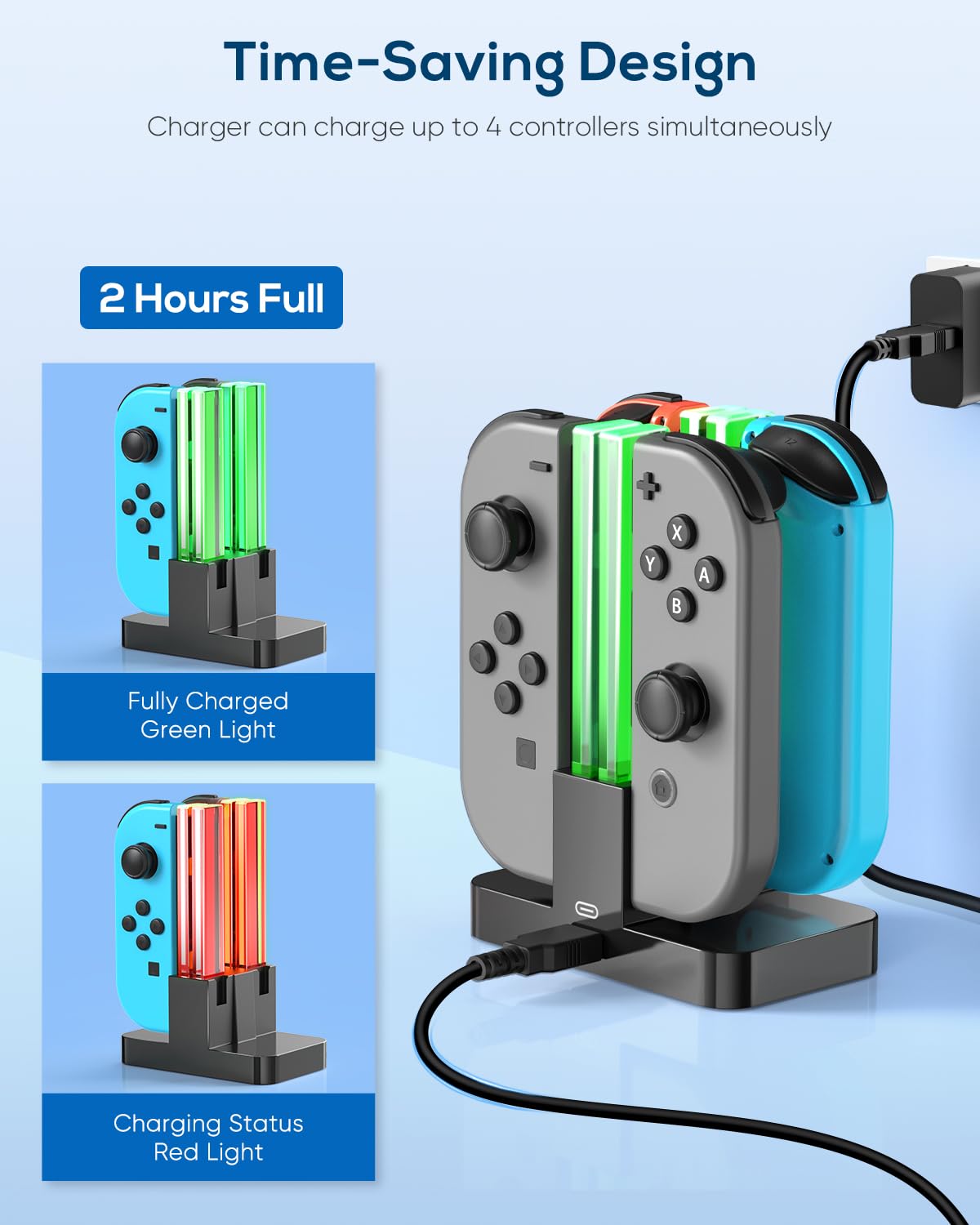 Charging Dock Replacement For Joycon Controller Charger For Switch Oled Console For Joy Cons, Dock Station For Switch Accessorie