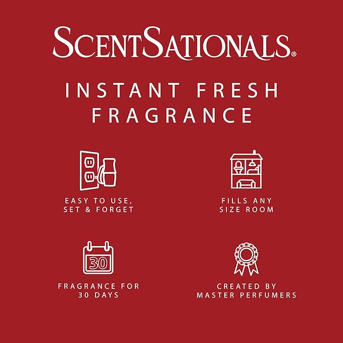 Scentsationals Fragrance Oil Plug In Air Freshener Refills 3-Pack - Candy Apple - Works with Scentsationals Wall Plugs, Long-Lasting Home Fragrance, 0.8 fl oz Each, Packaging May Vary