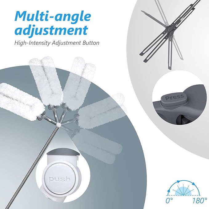 Microfiber Mop, Masthome Microfiber Duster,Cobweb Duster with Adjustable Angle Head, Extendable Duster with 60 " Long Pole, Dusters for Cleaning Ceiling Fan, High Ceiling, Furniture