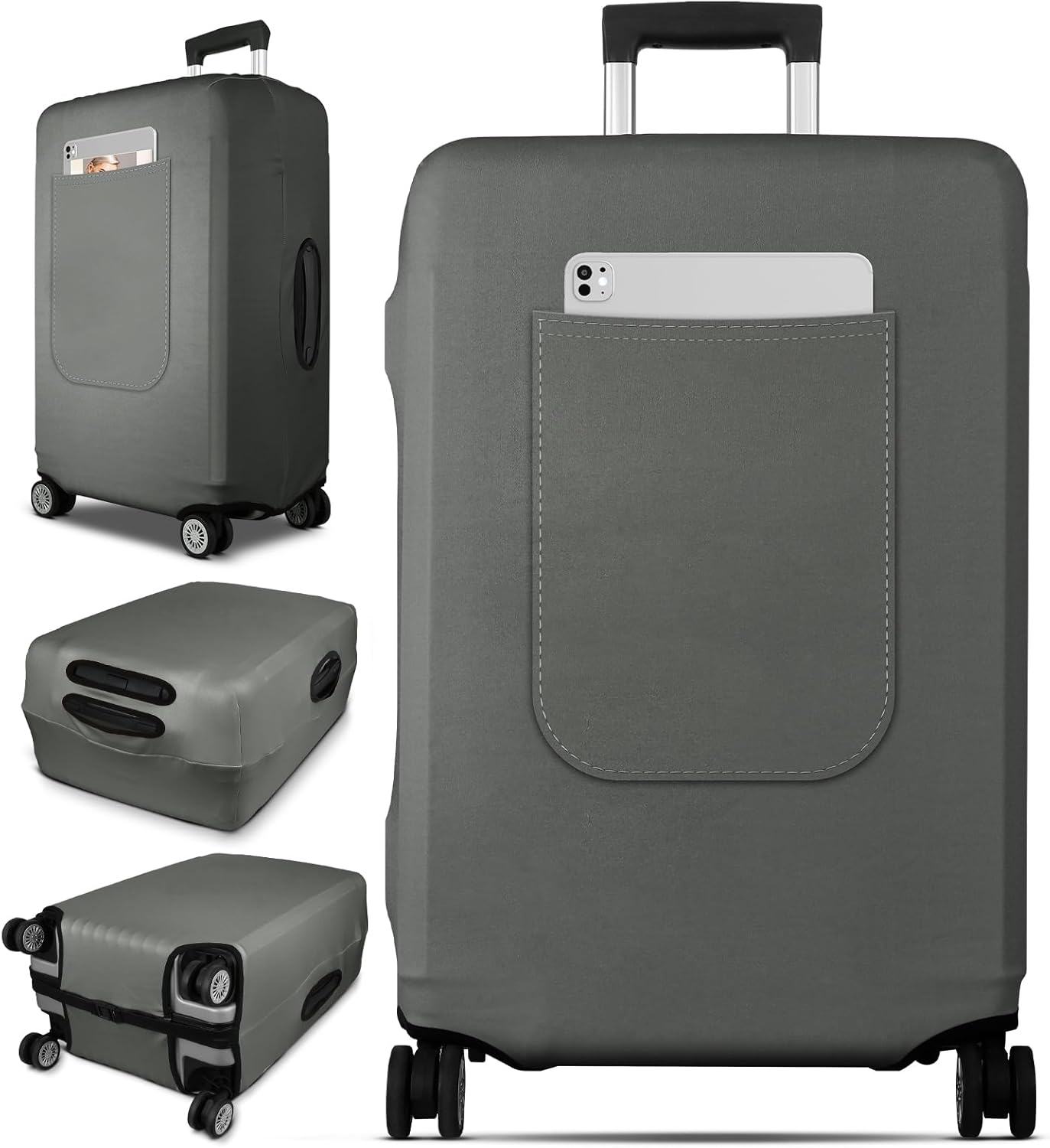Slohif Luggage Cover for Suitcase Tsa Approved Protector - Luggage Sleeve Suit Case Cover Travel Stretch Large Baggage Case Protective Washable Fit 30-32 Inch Gray