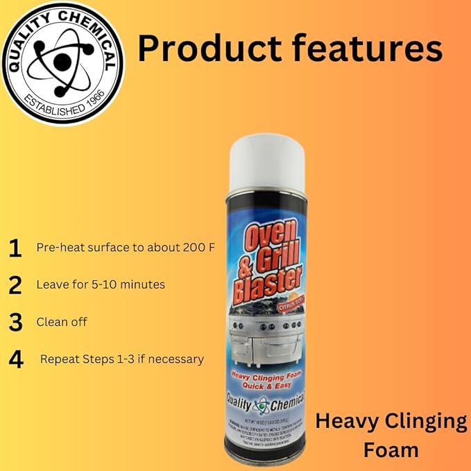 Quality Chemical Oven & Grill Blaster- Heavy-Duty - Fast Acting & Easy to Use - Degreaser/Heavy Duty Oven Cleaner - Best Oven Cleaner - Made in USA - 18 Oz (Pack of 1)