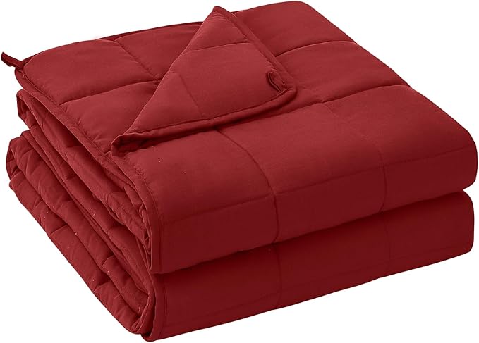 yescool Weighted Blanket for Adults (17 lbs, 60" x 80", Red) Cooling Heavy Blanket for Sleeping Perfect for 110-130 lbs, Queen Size Breathable Blanket with Premium Glass Bead, Machine Washable