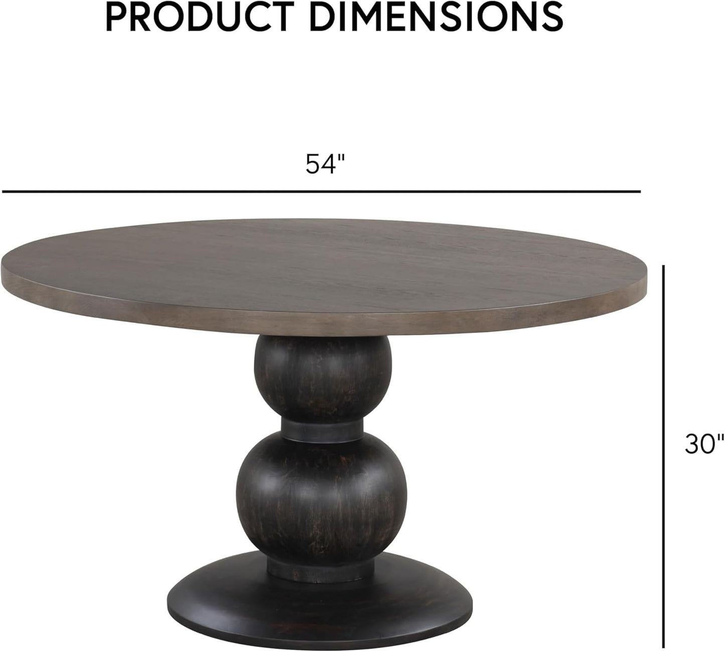 Furniture of America Lioren Modern 54-inch Round Dining Table with Turned Pedestal Base and Two-Tone Design, Seats up to 4 for Home Kitchen, Living Room, Espresso