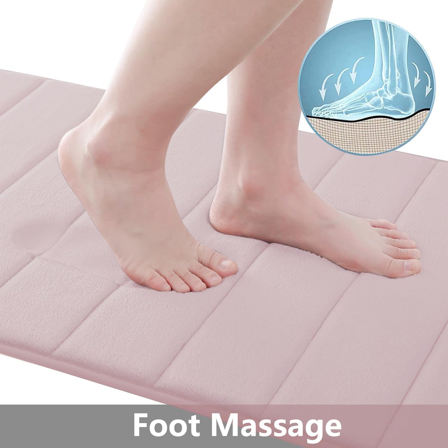 Buganda Memory Foam Bath Mat, 35.4" x 24", Ultra Soft and Non-Slip Bathroom Rugs, Water Absorbent and Machine Washable Bath Rug Runner for Bathroom, Shower, and Tub, Peach