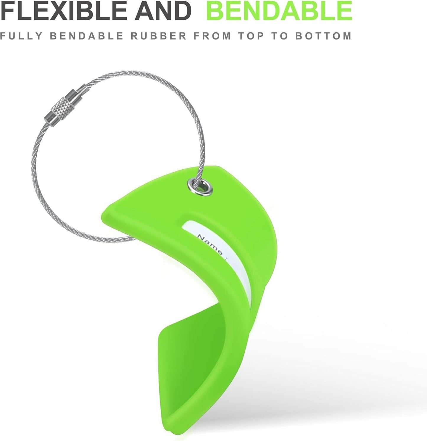 8 Pcs Luggage Tags for Suitcases, 26 Initial Letter Travel Luggage Baggage Identification Labels ID Tags Fully Bendable Tags with Stainless Steel Loop (Letter E, Green)