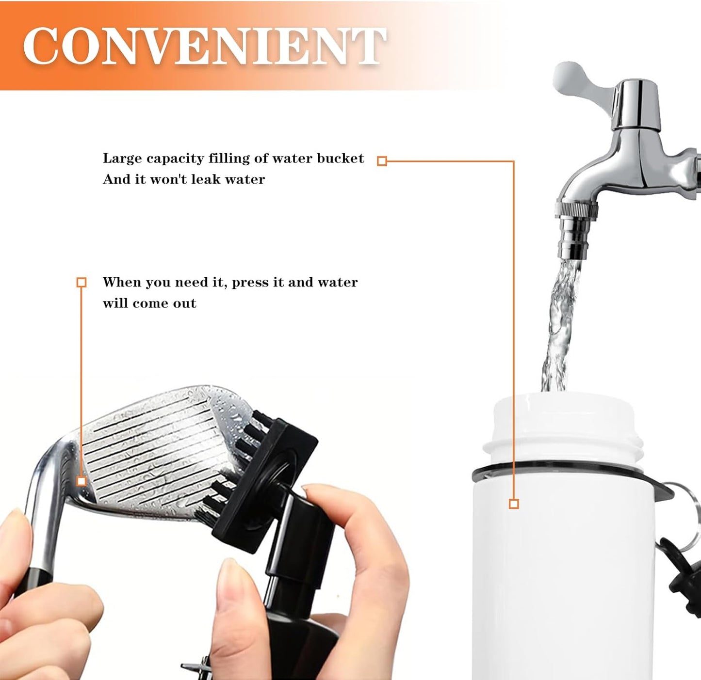 Pro Golf Club Cleaner,Includes Water Golf Club Brush Golf Towel Golf Accessories,Heavy Duty Retractable Clip- Squeeze Bottle for Easy Cleaning with Nylon Bristles- Holds 4 Oz Water(White)