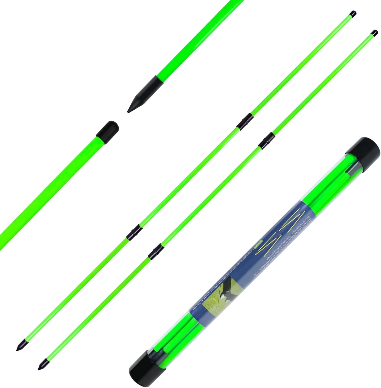 Golf Alignment Sticks 48" Collapsible Alignment Rods Golf Training Aid for Aiming, Putting, Swing Trainer, Golf Training Stick 2 Pack with Clear Tube Case