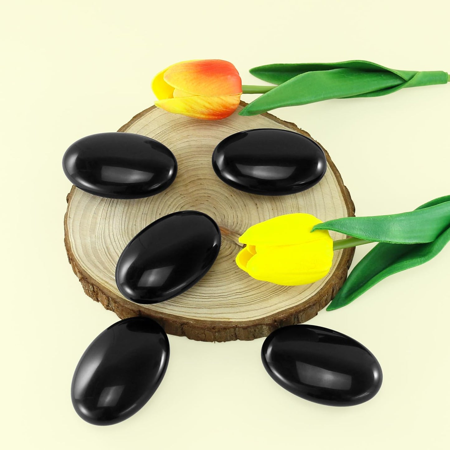 Nvzi Black Obsidian Crystal Palm Stone, Worry Stones, Crystals and Healing Stones, Polished Rocks, Natural Gemstones, Chakra Stones for Healing Crystals Daily Use