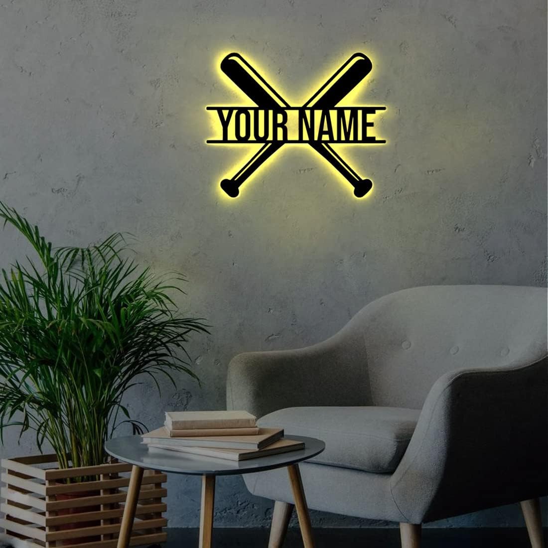 Personalized Name 7 Colors Baseball lamp Custom Baseball Wall Art Night Light LED Name Sign Gift for Men Baseball Lover