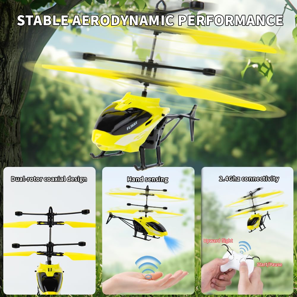 Remote Control Helicopter,Gesture Sensing Indoor Flying Helicopter Toys,RC Helicopter Airplane for Teenage with 10Mins Flight,3 Pack RC Helicopter for Kids with Light,Birthday Gifts for Boys and Girls