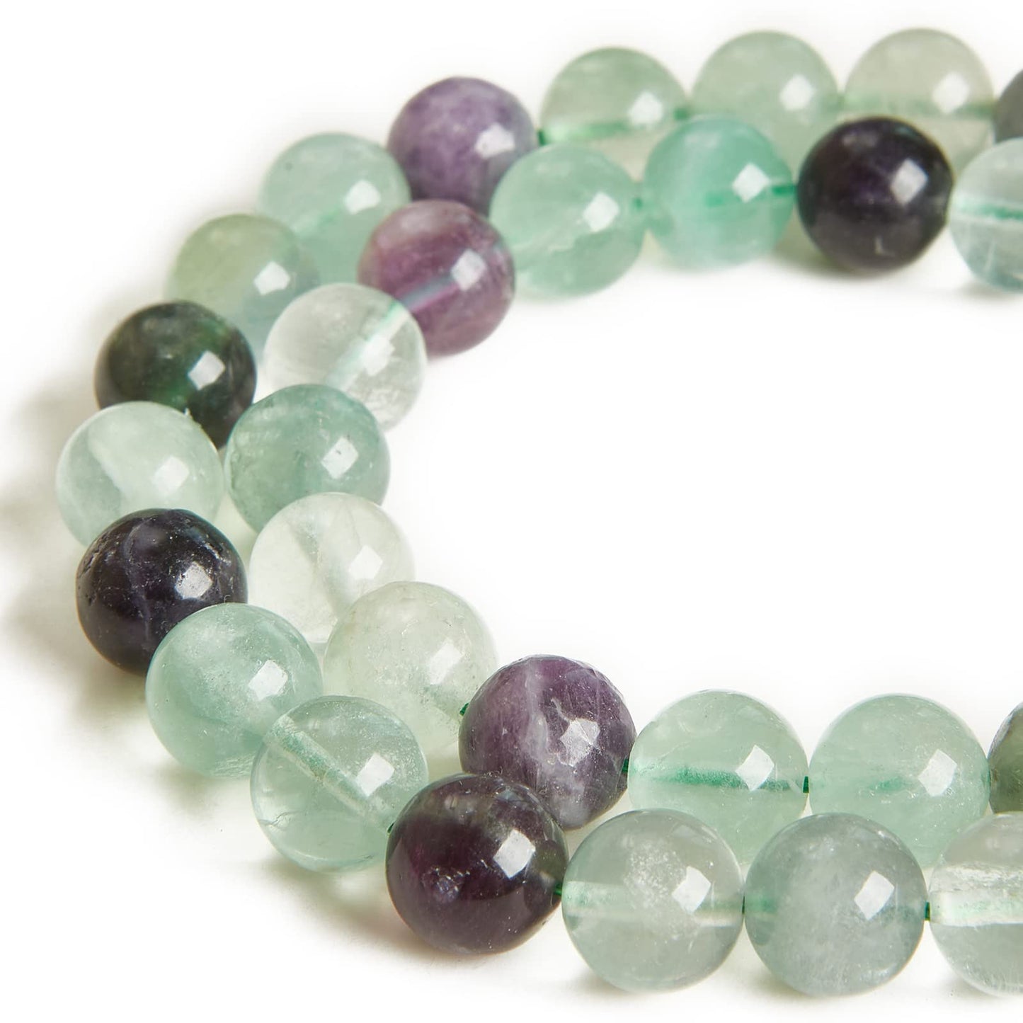 35pcs 10mm Fluorite Beads Natural Gemstone Beads Round Loose Beads for Jewelry Making