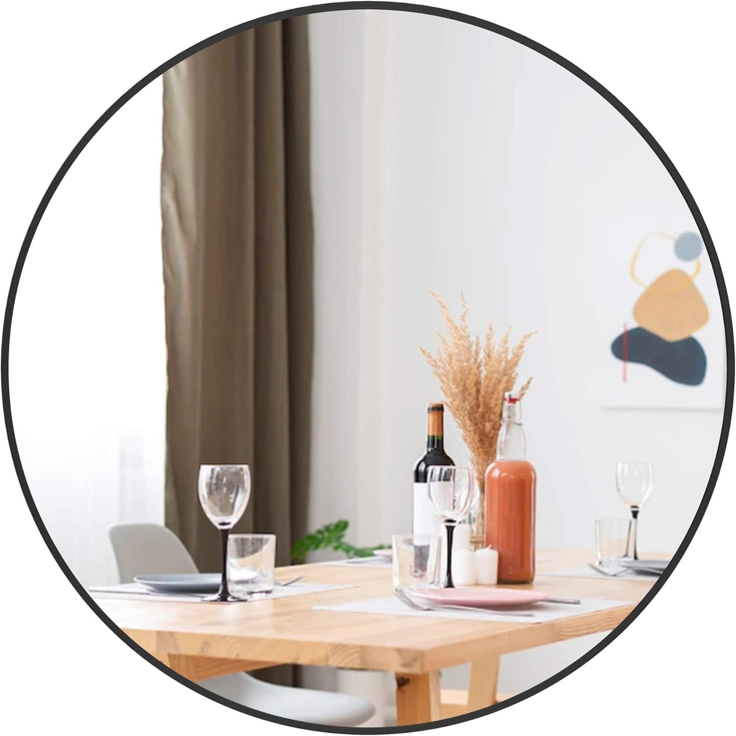 24 inch Round Black Mirror,Brushed Metal Framed Wall Mirror for Bathroom Vanity, Bedroom Decor, Living Room, Entryway