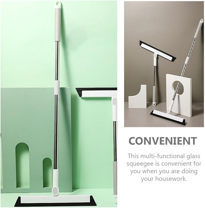 POPETPOP Telescopic Glass Cleaning Tool Window Wiper for Bathroom Mirrors and Car Windows Multipurpose Squeegee with Extendable Handle for Easy Water Stain Removal Tiles and Glass Surfaces