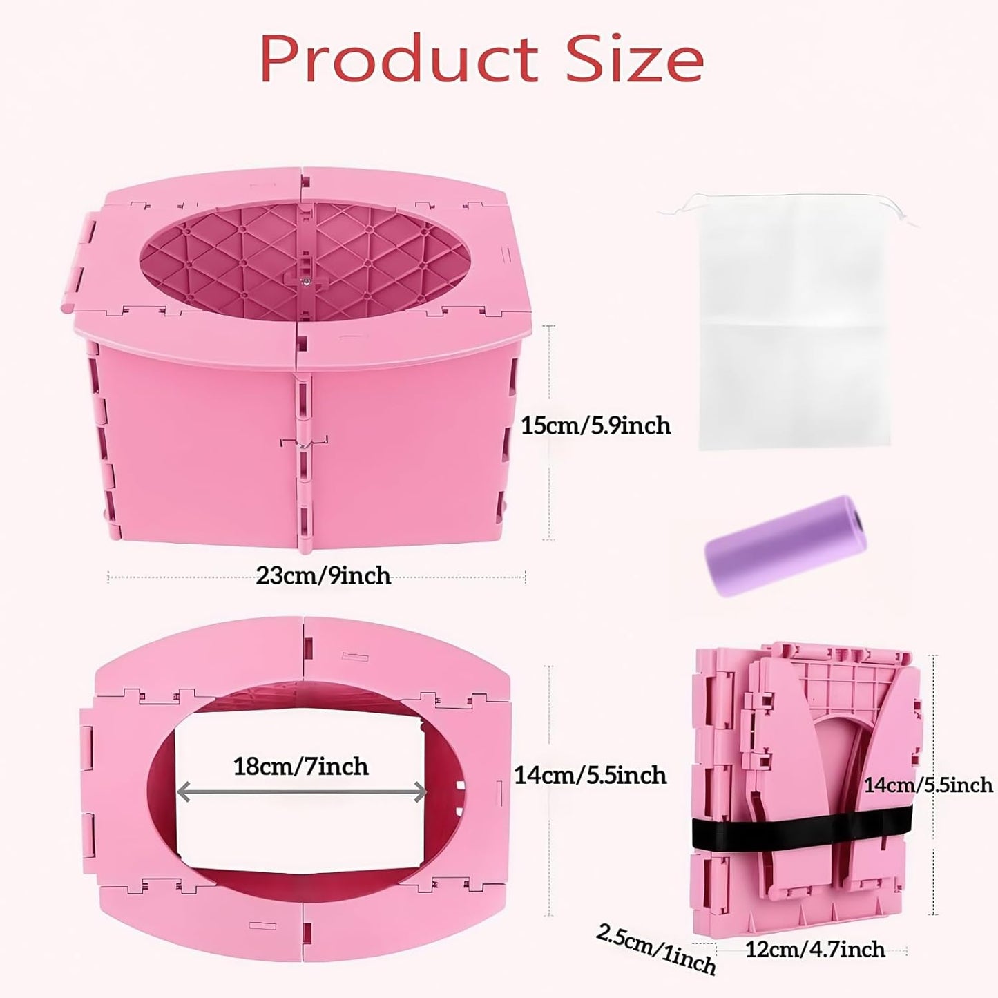 Travel Potty,Portable Potty Seat Foldable Travel Training Toilet Seat,Foldable Toilet for Outdoor Camping (Teal Pink)