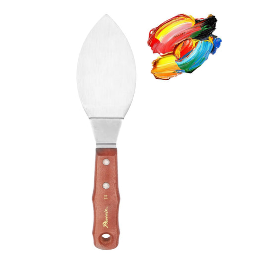 MECCANIXITY Pack of 1 Large Palette Knife No.14, 10.6" Long Palette Knives with Stainless Steel Flexible Spatula Pallet Knife and Wood Handle for Scraping, Mixing, Oil Acrylic Painting Canvas