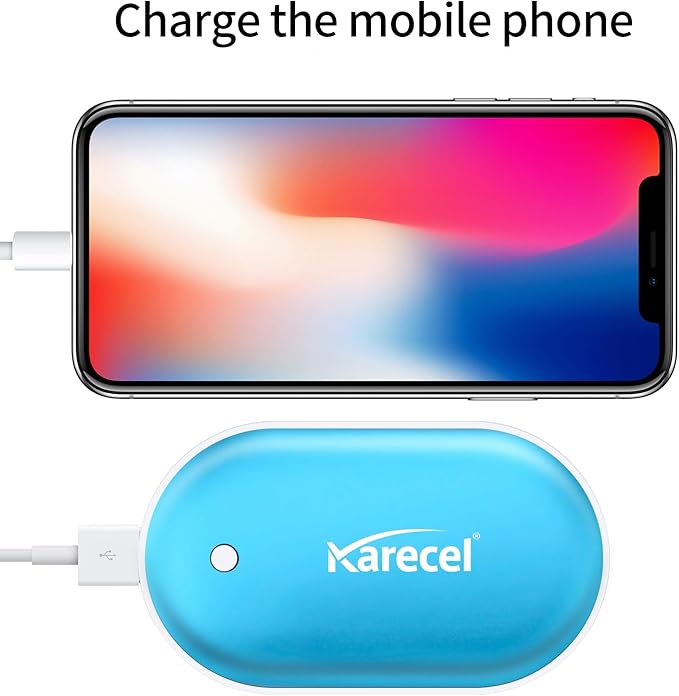 Karecel Hand Warmers Rechargeable 2 Pack, 10400mAh Double-Sided Heat Electric Handwarmers Powerbank, 4-inch Full-Surface Heat, Portable Camping Hand Warmers, Men Gifts for Christmas, Winter Essentials