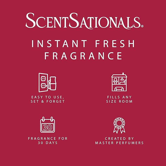 Scentsationals Fragrance Oil Plug In Air Freshener Refills 3-Pack - Peppermint Swirl - Works with Scentsationals Wall Plugs, Long-Lasting Home Fragrance, 0.8 fl oz Each, Packaging May Vary