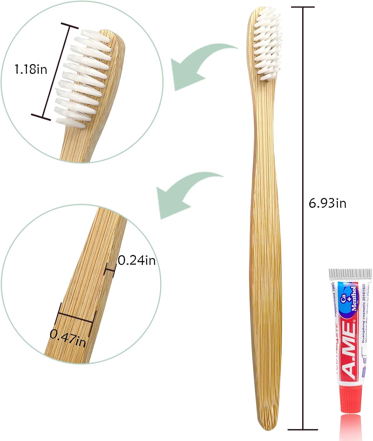 Bamboo Toothbrushes Kit Bulk, Disposable Toothbrushes with Toothpaste(6g), Individually Wrapped Toiletries Amenities for Hotel, Airbnb, Homeless, Shelter, Camping and Travel (50 Pack)
