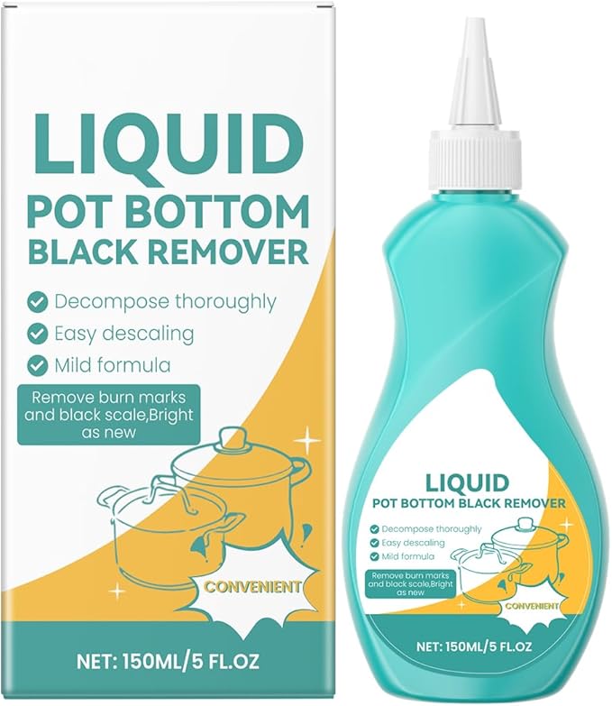 Liquid Pot and Pan Cleaner for Burnt On Food & Grease, Tough Stove Top and Cookware Cleaner, Removes Stubborn Stains on Stainless Steel, Cast Iron, Copper Pots - 5 Fl oz