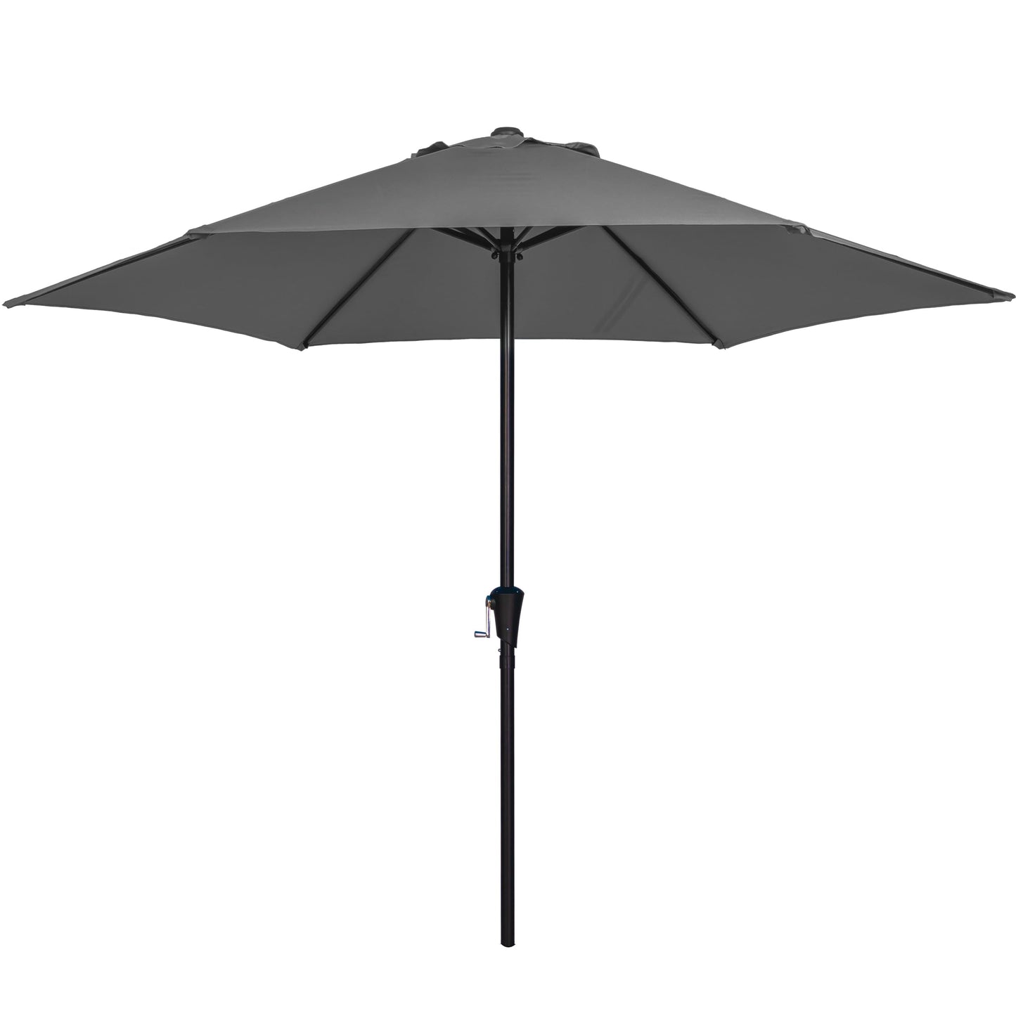 Sunnyglade 9FT Outdoor Patio Umbrella, Market & Table Umbrella with 6 Sturdy Ribs and Crank System, Fade-resistant & Waterproof for Garden Backyard Poolside Deck (Grey, 9FT)