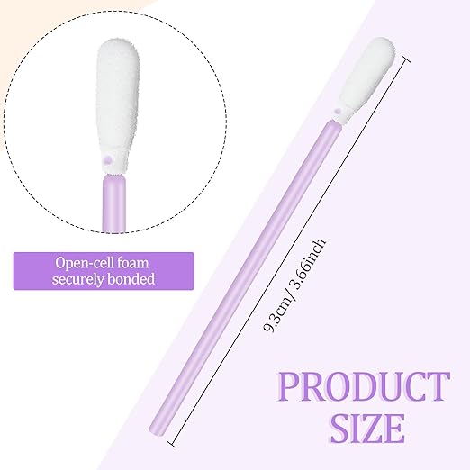 Chinco 200 Pieces Foam Swab Sponge Swab Foam Tips Sponge Stick for Inkjet Printer Print Head Camera Optical Lens Optical Equipment(Light Purple,3.66 Inch)