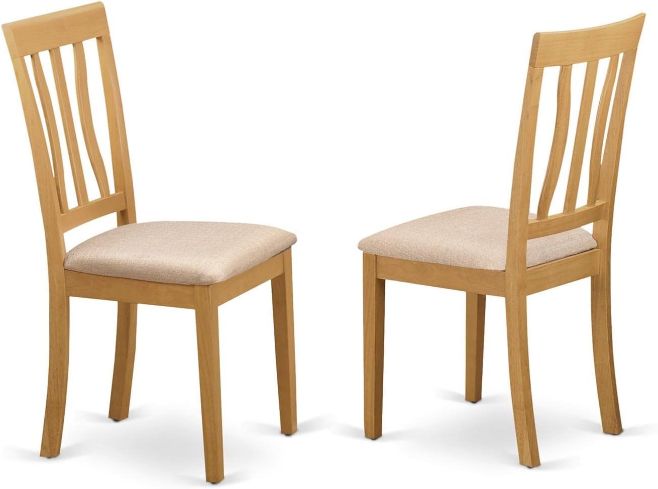 East West Furniture DLAN3-OAK-C 3 Piece Kitchen Table & Chairs Set Contains a Round Dining Room Table with Dropleaf and 2 Linen Fabric Upholstered Dining Chairs, 42x42 Inch, Oak