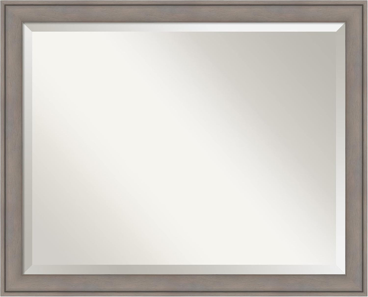 Amanti Art Grey Wall Mirror 26x32 Greywash Rectangle Bathroom Mirror for Wall Decor Living Room, Large Country Rustic Wood Frame, Hangs Horizonally and Vertically, Bathroom Decor, Beveled Edge