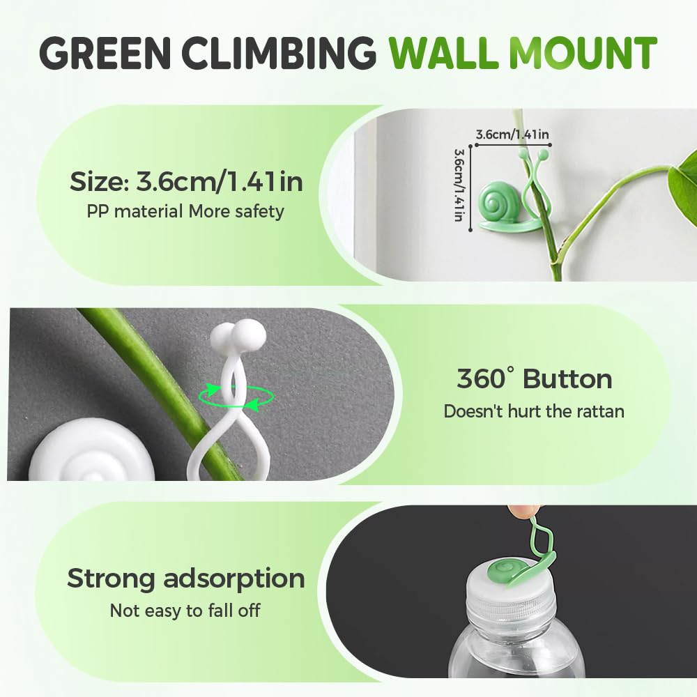 Pothos Plant Fixer, Plant Climbing Wall Fixture Clips, Vegetable Plastic Clip, Garden Self Strong Adhesive Hook, Grape Vine for Indoor Outdoor Traction Wire Invisible Clip Decoration (30, Green)