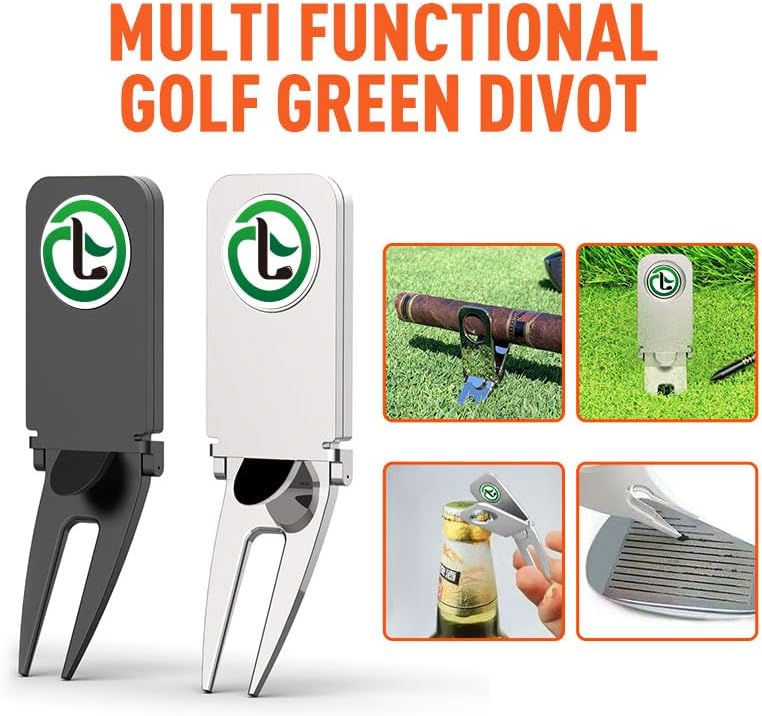 Magnetic Golf Divot Repair Tool and Ball Marker, 4 in 1 Golf Accessory Tool, Opener - Club Tee - Groove Cleaner - Putting Alignment - Designed to Be The Ultimate Tool for The Green