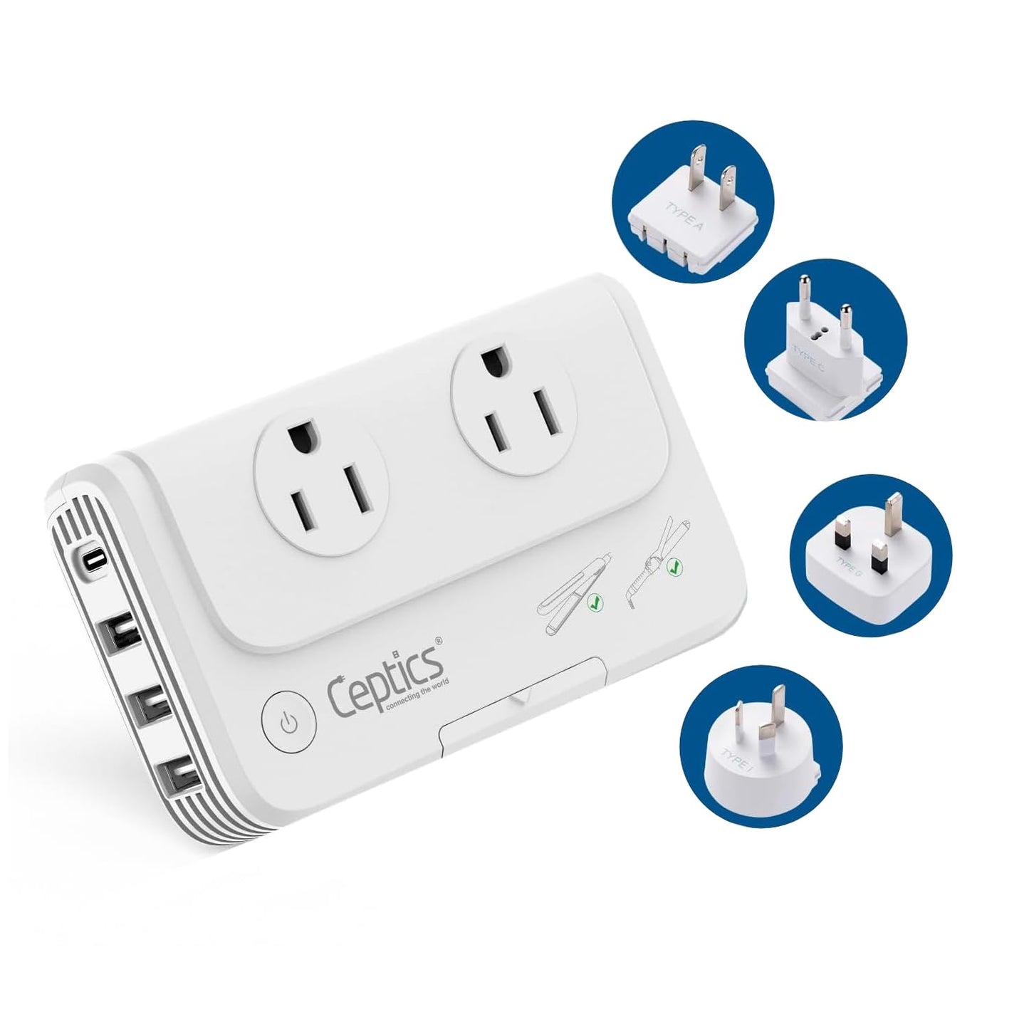 Ceptics 200 W Voltage Converter, Convert 220 V To 110V For Devices Like Curling Iron, Straightener, Chargers, Step Down World Po