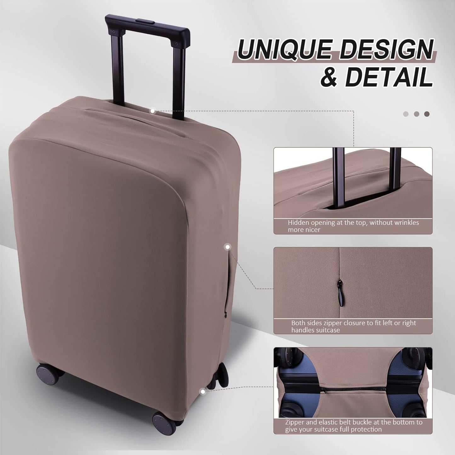 Travel Luggage Cover Suitcase Protector Scratch-Resistant Fit 19-31 Inch Suitcase, Not Included Suitcase (Khaki, L(26-27 inch))