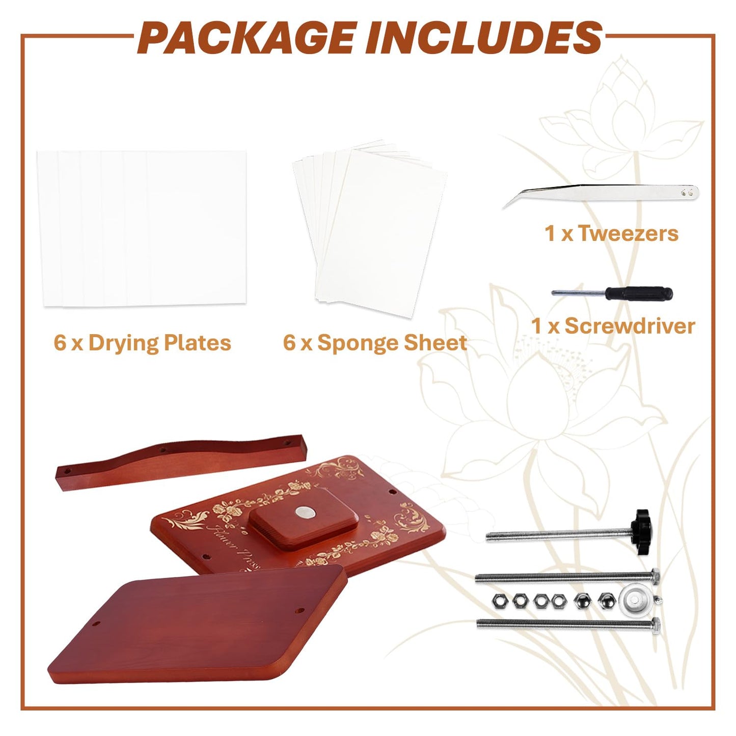 Nuvograin Large Flower Press Kit,Easy One-Step Wooden Plant Press,12.6 x 7.68 inch Flower Presser for Kids & Adults, Great for Thanksgiving & Christmas Gifts
