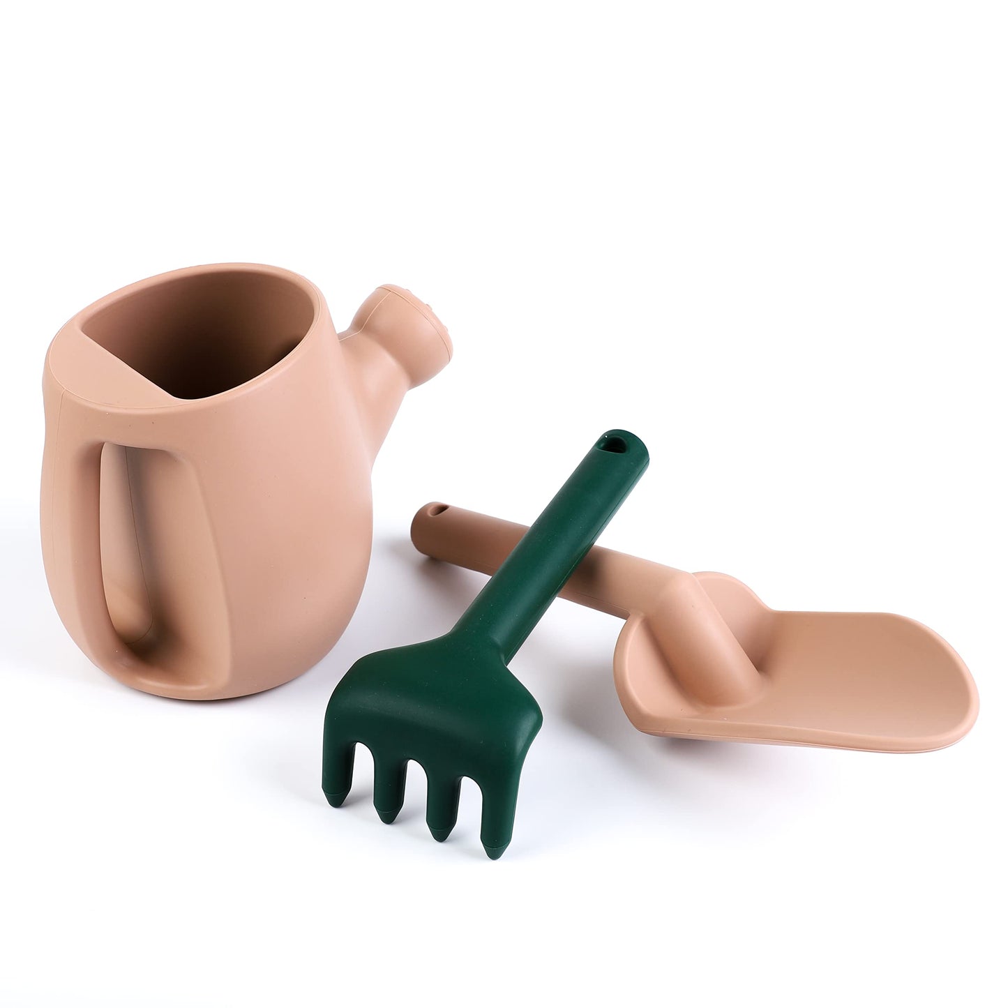 BLUE GINKGO Toddler Gardening Tools - Silicone Beach Toys, Garden Toys for Toddlers | Kids Shovel and Rake Set, Watering Can, Sand Molds | Outdoor Baby Gardening Set (Sand Pink)