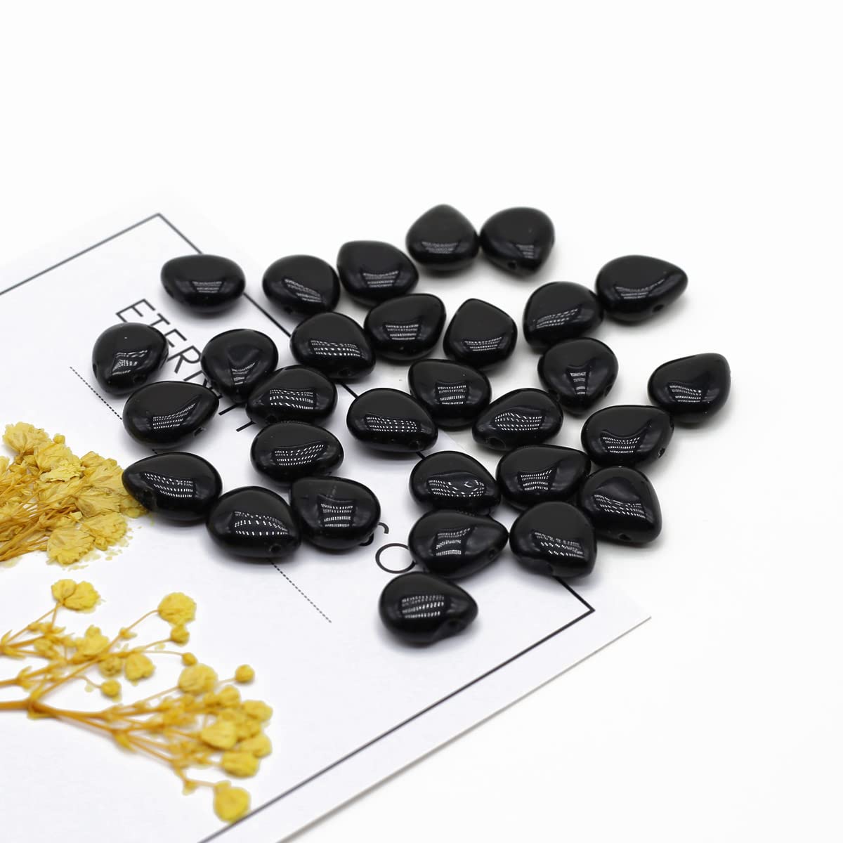 LE SKY 50 Pcs Natural Stone Beads Waterdrop Shape Healing Chakra Polished Assorted Crystal Quartz Agate Stone Charms for Jewelry Making Necklace Bracelet