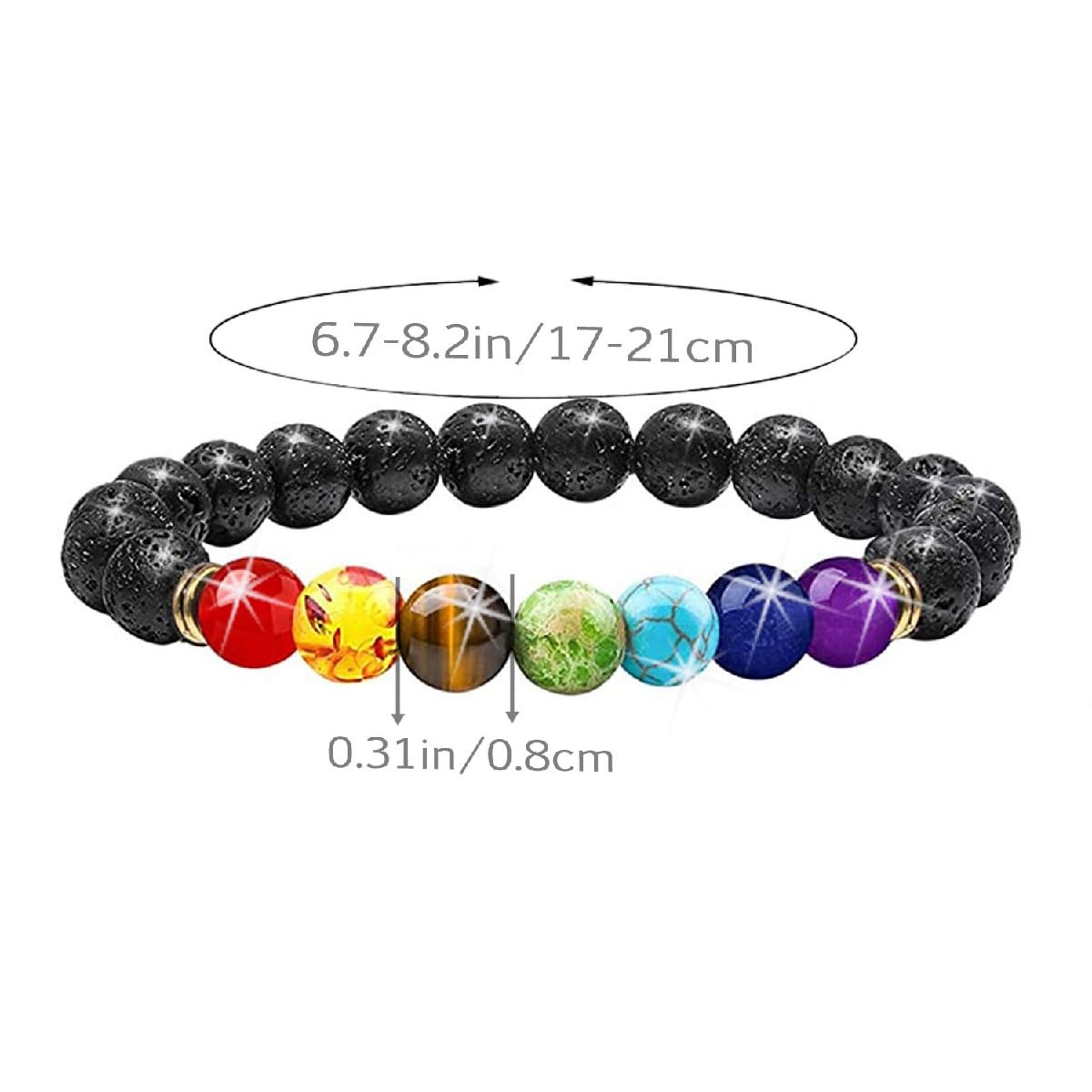 SRHVJ Chakra Bracelets for Women Men,8mm 6mm Adjustable Lava Rock Bracelet (3 pcs Chakra Bracelets)